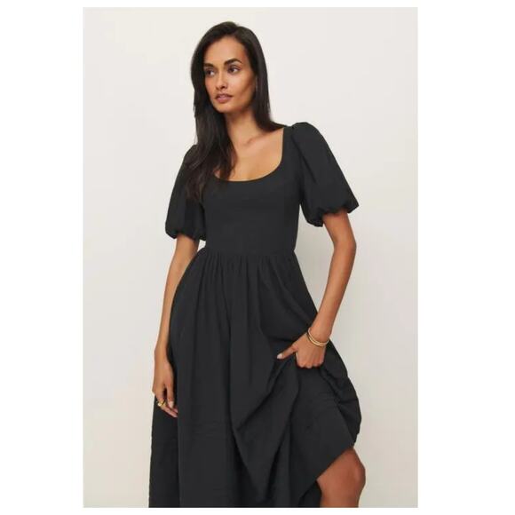 Reformation Everlyn Puff Sleeve Stretch Organic Cotton Maxi Dress Size 6 - Picture 4 of 14